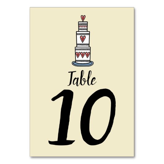 結婚のケーキイラストレーションの結婚テーブル番号 テーブルナンバー (裏面)