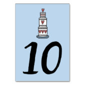 結婚のケーキイラストレーションの結婚テーブル番号 テーブルナンバー (裏面)