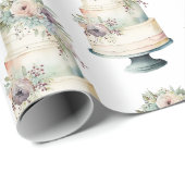 結婚のケーキパステル水の色結婚の ラッピングペーパー (ロールコーナー)