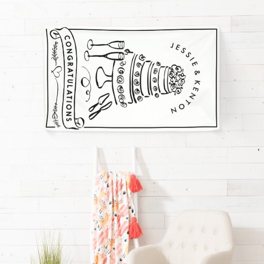 結婚のケーキ婚約おめでとうバナー 横断幕 (インサイチュ)