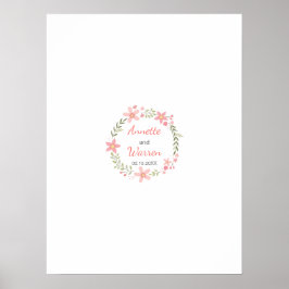 結婚のゲストブック署名欄 – 花リース ポスター
