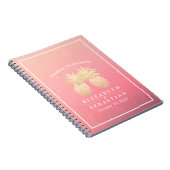 結婚のゲストブック金ゴールドパイナップルカップルピンクのバラ ノートブック (右側)