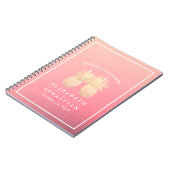 結婚のゲストブック金ゴールドパイナップルカップルピンクのバラ ノートブック (左側)