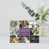 結婚のコラージュ感謝はがき – Purple ポストカード (スタンド正面)