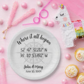結婚のコンパスGPS座標 ペーパープレート (パーティー)