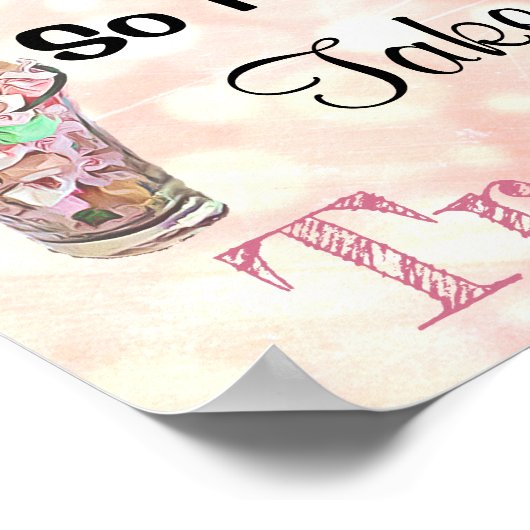 結婚のコーラルキャンディのお菓子ビュッフェの看板 ポスター (角)