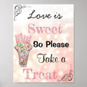 結婚のコーラルキャンディのお菓子ビュッフェの看板 ポスター (正面)