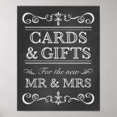 結婚のサイン – カードとギフトChalkboardサイン ポスター (正面)