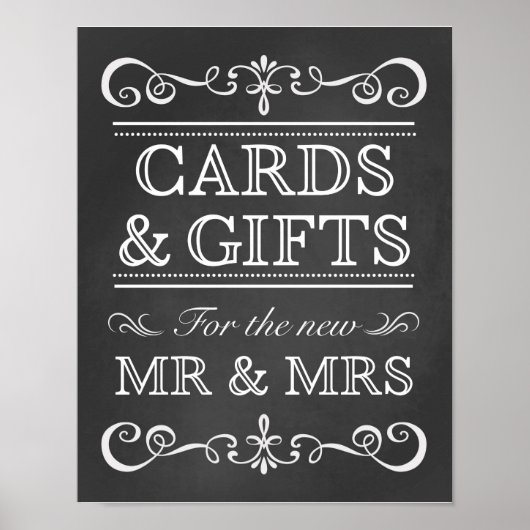 結婚のサイン – カードとギフトChalkboardサイン ポスター (正面)