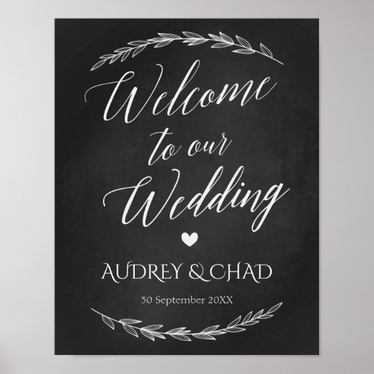 結婚のサイン – '結婚s Welcome Chalkboard Sign ポスター (正面)