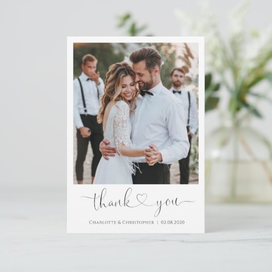 結婚のサンキューカードと写真のハート感謝してい サンキューカード (スタンド正面)