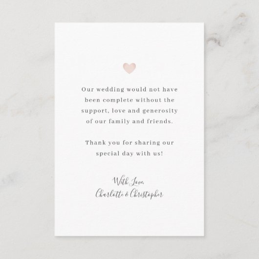 結婚のサンキューカードと写真のハート感謝してい サンキューカード (裏面)