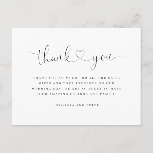 結婚のサンキューカードメエレガントメッセージ ポストカード (正面)