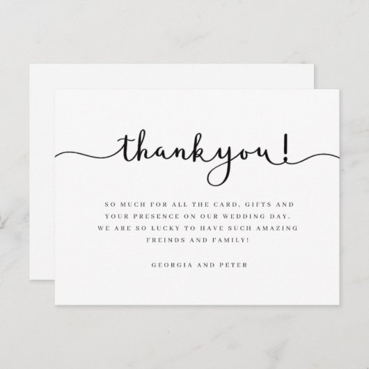 結婚のサンキューカードメッセージスクリプトフォント ポストカード (正面/裏面)
