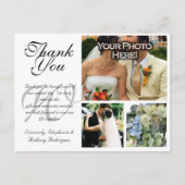 結婚のサンキューカード3写真カスタム写真 ポストカード (正面)