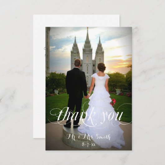 結婚のサンキューカード、カスタム写真 サンキューカード (正面/裏面)