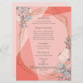 結婚のサンゴフローラ幾何金ゴールド枠 招待状 (正面/裏面)