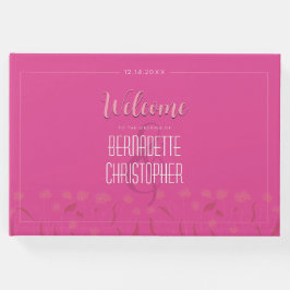 結婚のシックなモダンエレガントシンプルピンク ゲストブック