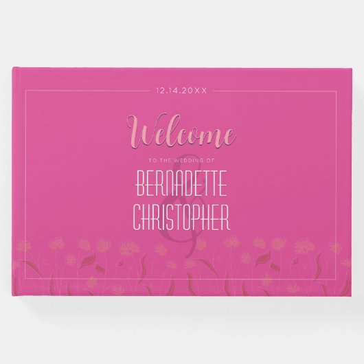 結婚のシックなモダンエレガントシンプルピンク ゲストブック (正面)