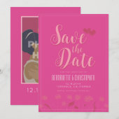 結婚のシックなモダンエレガントシンプルピンク セーブザデート (正面/裏面)