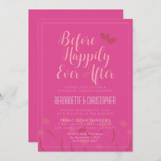 結婚のシックなモダンエレガントシンプルピンク 招待状 (正面/裏面)