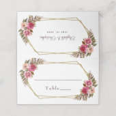 結婚のシックエレガントフローラ金ゴールドフレームホワイト プレイスカード (外部開封)