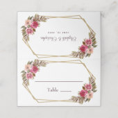 結婚のシックエレガントフローラ金ゴールドフレームホワイト プレイスカード (外部開封)