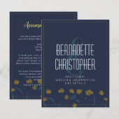 結婚のシックモダンエレガントシンプルブルーイエロー エンクロージャーカード (正面/裏面)