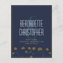 結婚のシックモダンエレガントシンプルブルーイエロー エンクロージャーカード