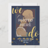 結婚のシックモダンエレガントシンプルブルーイエロー 招待状 (裏面)