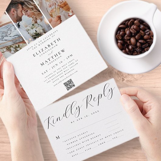 結婚のシモダンックQRコード3枚の写真 オールインワン招待状