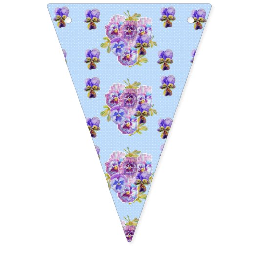 結婚のシャビーブルーパステルフラワーズフローラパーティー バンティングフラッグ (第3の旗)