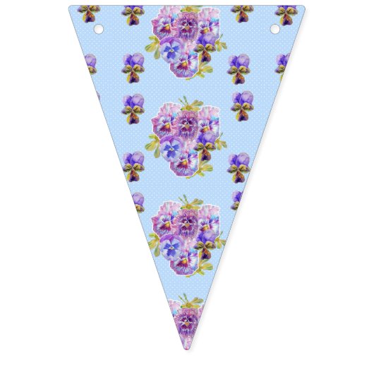 結婚のシャビーブルーパステルフラワーズフローラパーティー バンティングフラッグ (第2の旗)