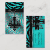 結婚のシャンデリアイベントプランナーブルーシルバー 名刺 (正面/裏面)