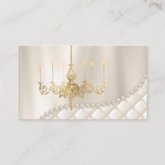 結婚のシャンデリア照明パールエレガントヴィンテージ 名刺 (正面)