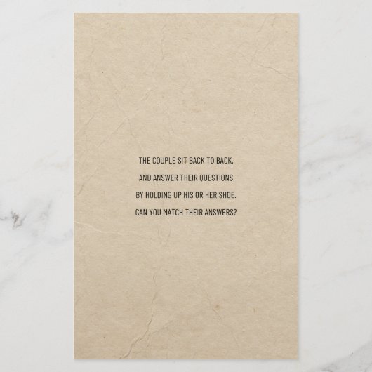 結婚のシューゲームの質問紙素朴紙 (裏面)