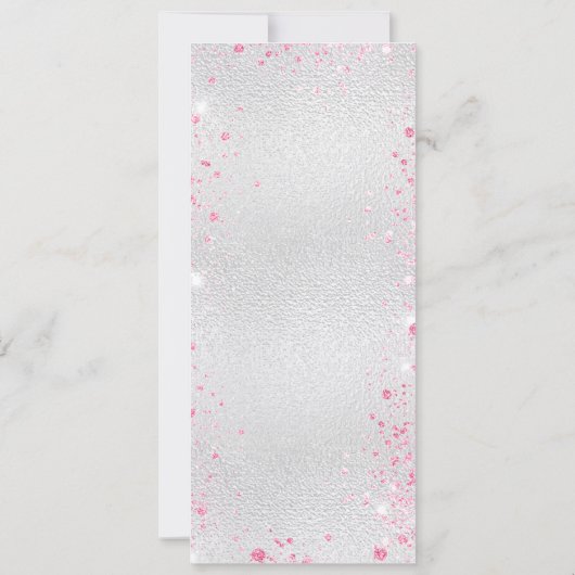 結婚のシルバーピンク花模様のメニューカード 招待状 (裏面)