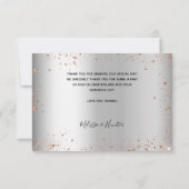 結婚のシルバーフォトバラハートスクリプエレガントト サンキューカード (裏面)