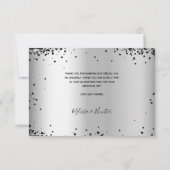 結婚のシルバーブラックグリッターフォトスクリプト サンキューカード (裏面)