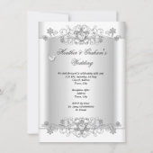 結婚のシルバーホワイトダイヤモンドハート 招待状 (裏面)