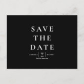 結婚のシンプルお洒落とモダンB/W日付の保存 ポストカード (正面)