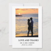 結婚のシンプルエレガント文字と画像 サンキューカード (正面)