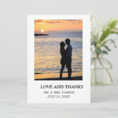 結婚のシンプルエレガント文字と画像 サンキューカード (スタンド正面)