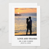 結婚のシンプルエレガント文字と画像 サンキューカード (正面/裏面)