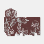 結婚のシンプルフローラモダンシルバー・ブルゴーニュ フェイバーボックス (折り畳みなし)