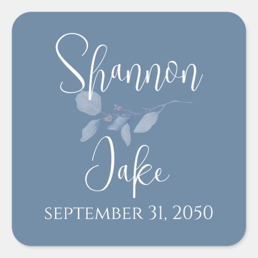 結婚のシンプルミニマルフローラカスタム スクエアシール (正面)