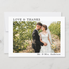 結婚のシンプルミニマル愛と感謝していモダン愛 サンキューカード