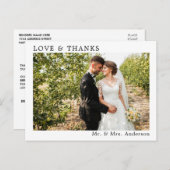 結婚のシンプルミニマル愛と感謝していモダン愛 ポストカード (正面/裏面)