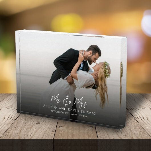 結婚のシンプル写真ミニマルなカップル書道 フォトブロック