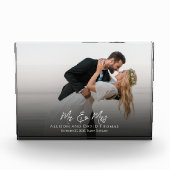 結婚のシンプル写真ミニマルなカップル書道 フォトブロック (正面)